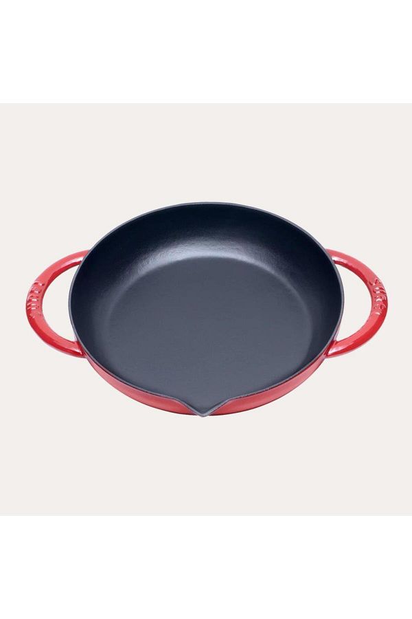 Sürel-Shiny Matte Enameled Gradient Red 24 Cm Round Flat Pan 1
