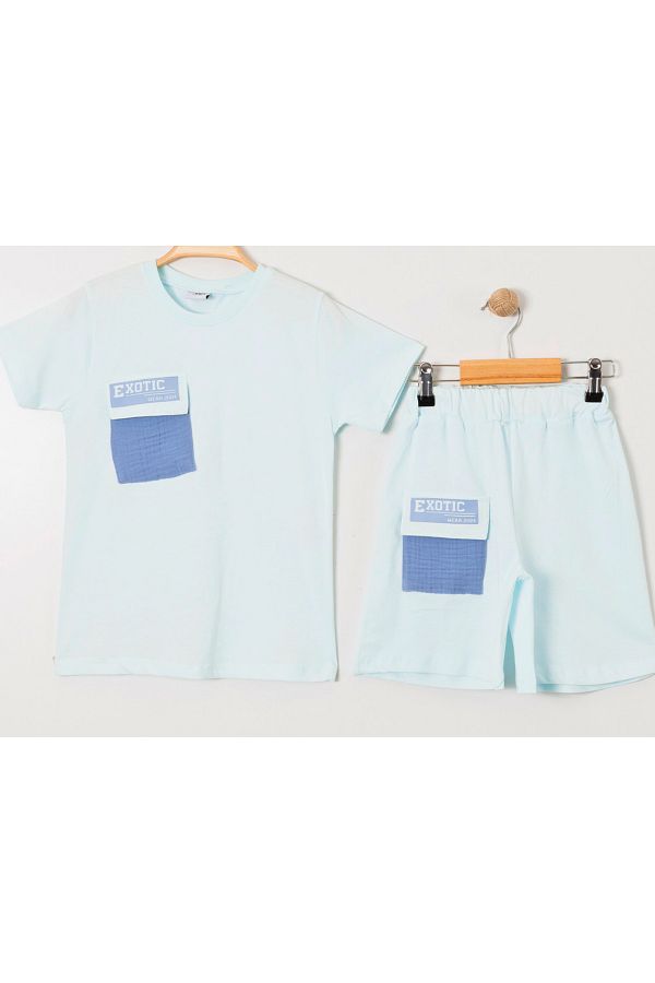 VOI-3-4-5-6 Years Boy Summer Under-Upper Set with Linen Pocket Detail 1