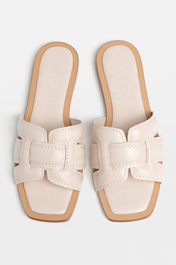 Flat Sandals Stradivarius White Sandals Stradivarius White Sandals