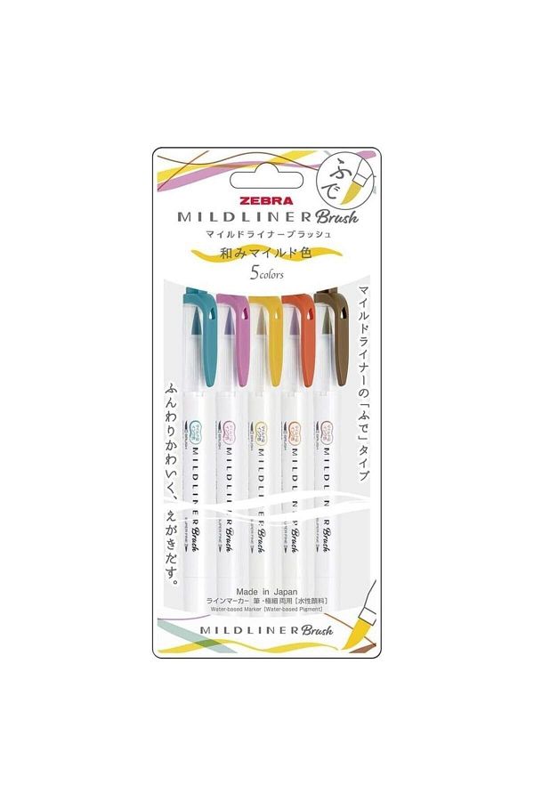 Zebra-Dual Tip Mildliner Brush Pen + Highlighter Wft8-5C-Rc-N 1