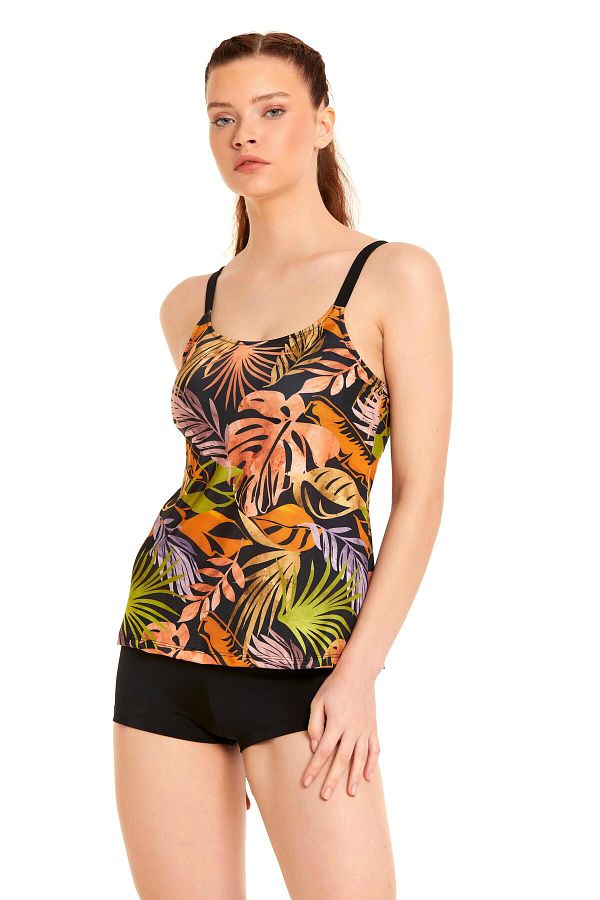 Argento-Leaf Patterned Tankini with Shorts 1