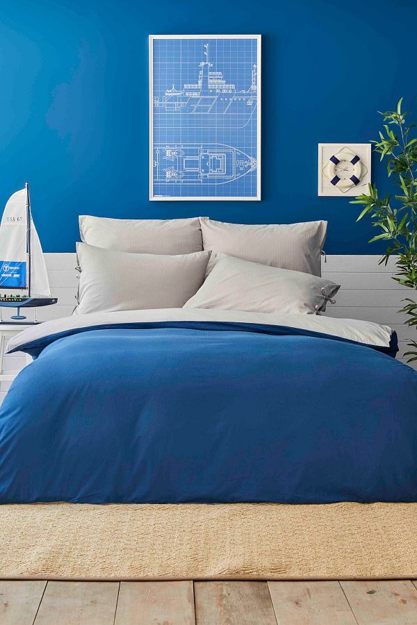 Nautica Home-Set de perne pentru husă de pilotă dublă dublă Pruva Gri Bleumarin 1