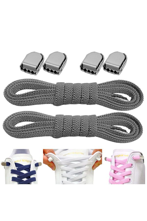 Palwin-Super Practical Elastic Laces with Metal Buckle - Smart Shoelaces, 1 Pair 1