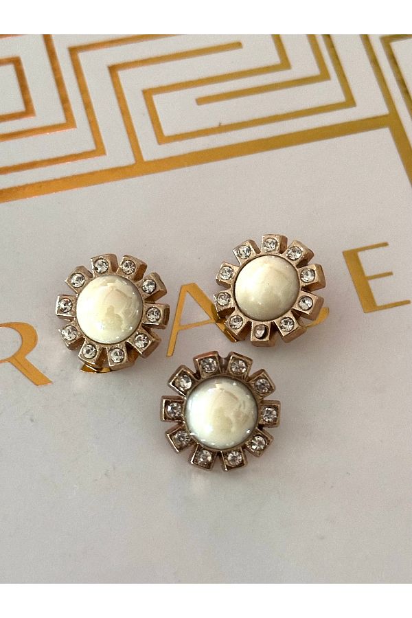 ODDA TASARIM ATÖLYESİ-Crystal Stone Detail with Large Pearl in the Middle Set of 3 (1,5cm) 1