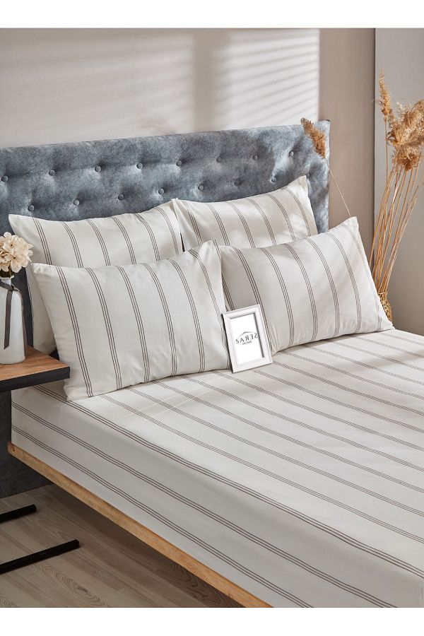 Sares Home-Atlantis Striped Pattern Single Elastic Sheet Set 1