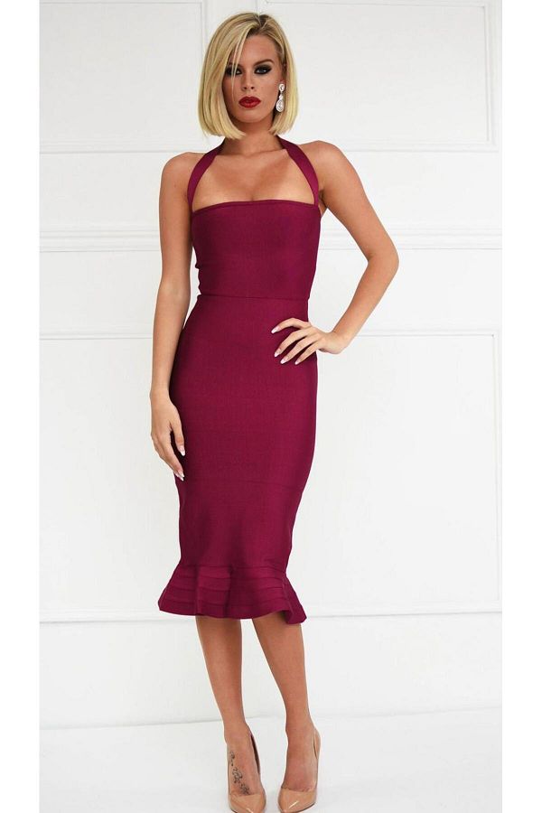 Burgundy bandage dress new arrivals