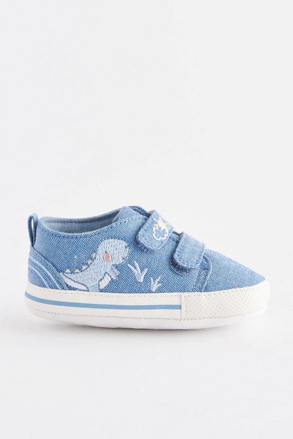 Next Baby Blue Denim Dinosaur Patterned Soft Sole Baby Shoes Trendyol