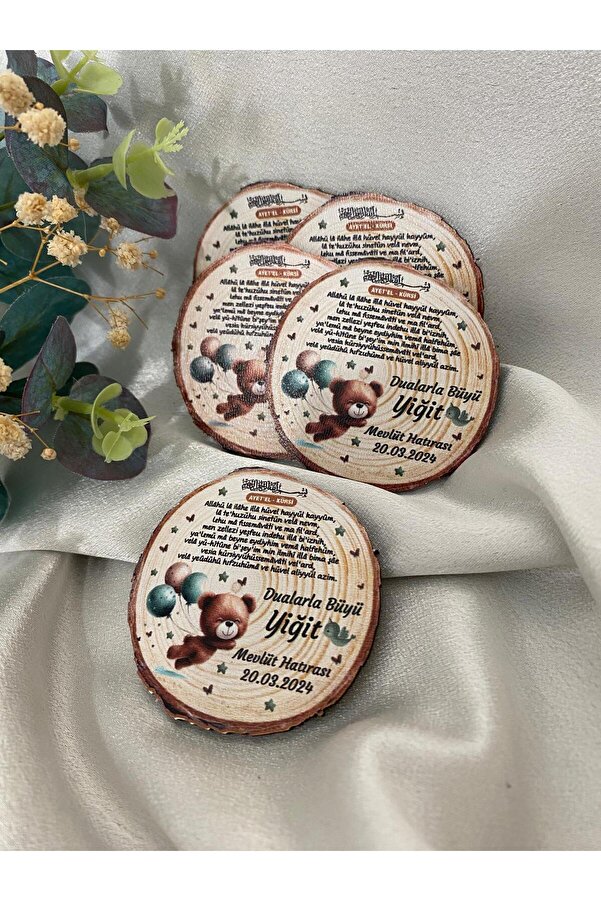 Gizem Graphic Ayıcık Temalı Erkek Bebek Ahşap Magnet 20'li Paket