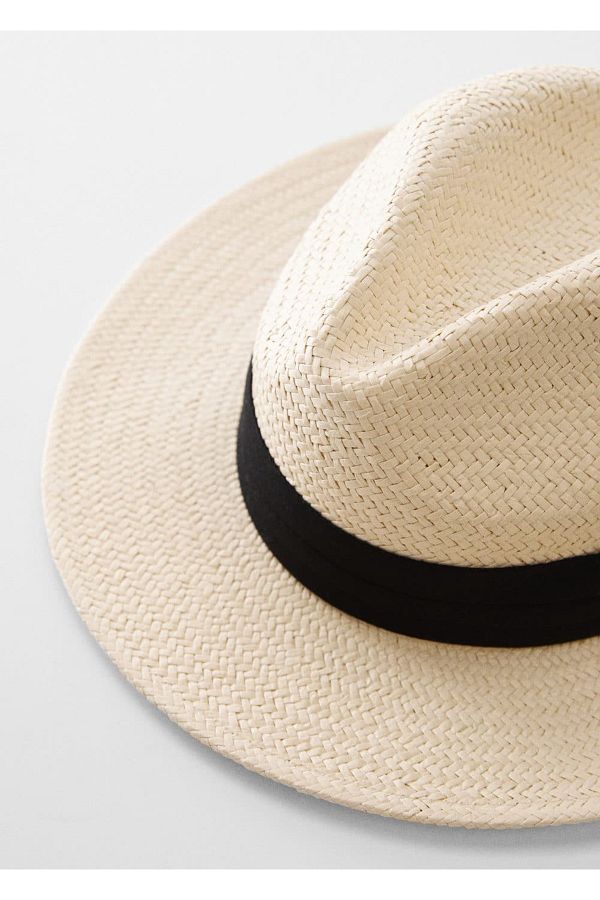 MANGO Woman-Natural Fiber Stripe Hat 1