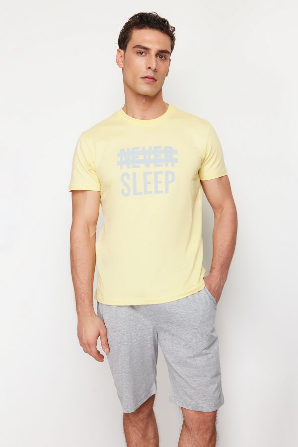 Trendyol Collection-Yellow Regular Fit Knitted Summer Pajama Set with Shorts Thmss21Pt0216 1