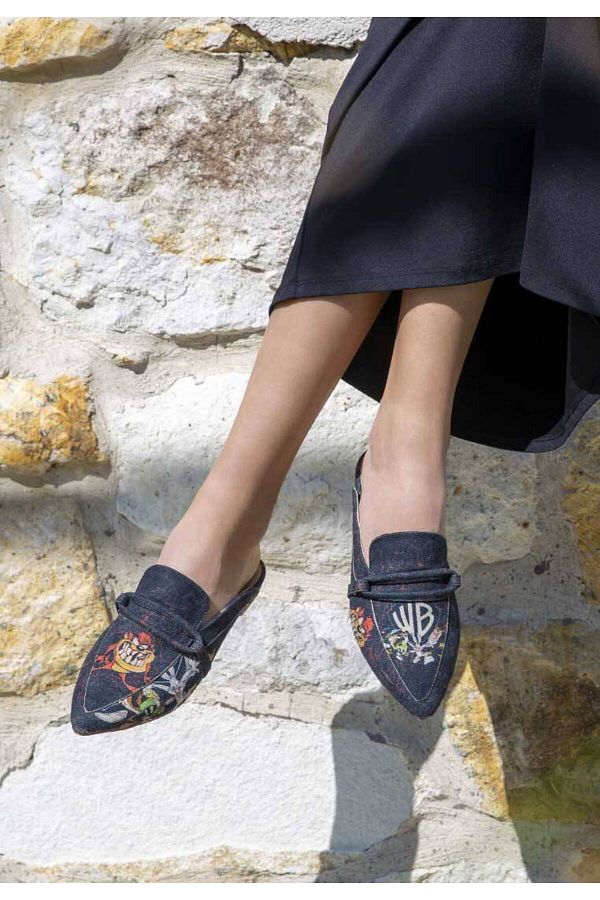 Dogo-Women's Vegan Leather Black Slippers - Warner Bros Tasmanian Devil Design 1