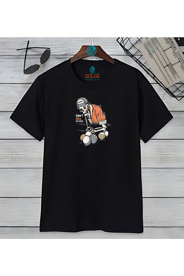 Gölge Store Skeleton Playing Billiards Chest Printed Oversize