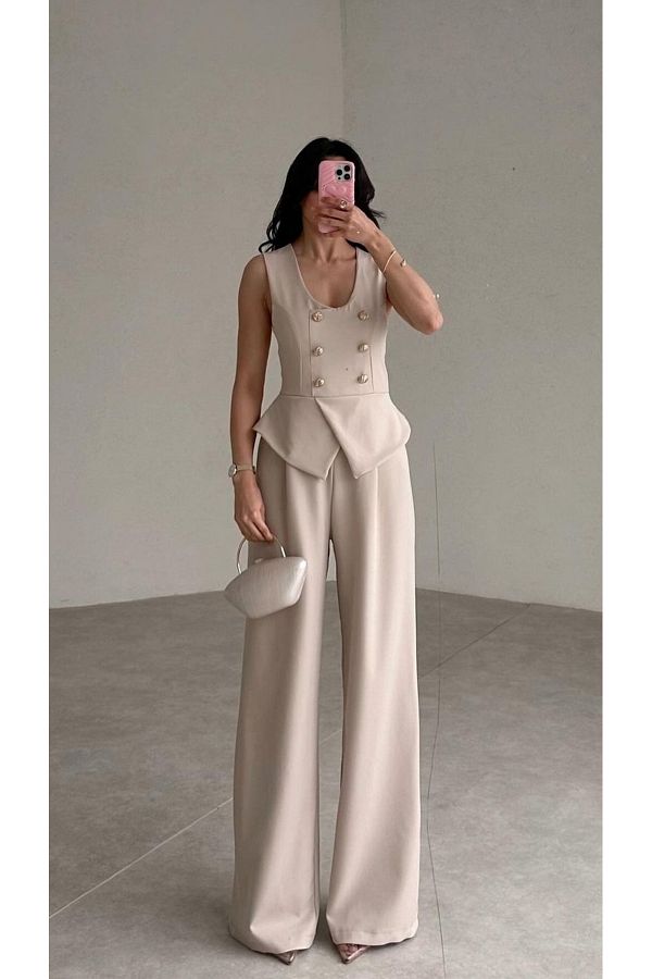 ems fashion new season suit like maxi length jumpsuit Trendyol
