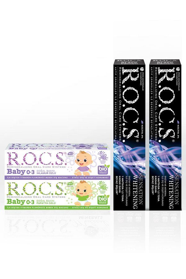 R.O.C.S.-R.o.c.s Sensation Whitening Paste and 0-3 Baby Paste (2 SENSATIONS-1 IHLAMUR-1 DAISY) 1