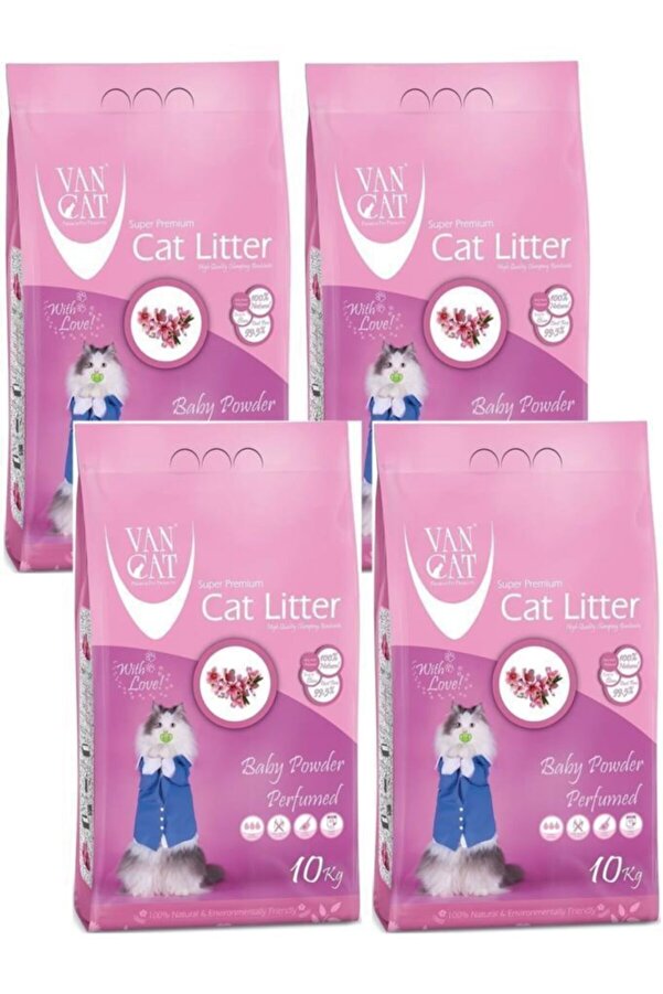 Bentaş Van Cat Van Cat Baby Powder Parfümlü Kedi Kumu 10 Kg 4 Adet
