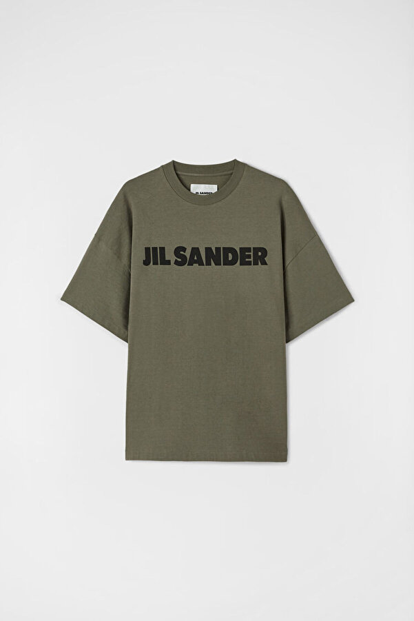 BrandsBoutique Loose Fit Jil Sander Big Logo Khaki T-shirt- Trendyol