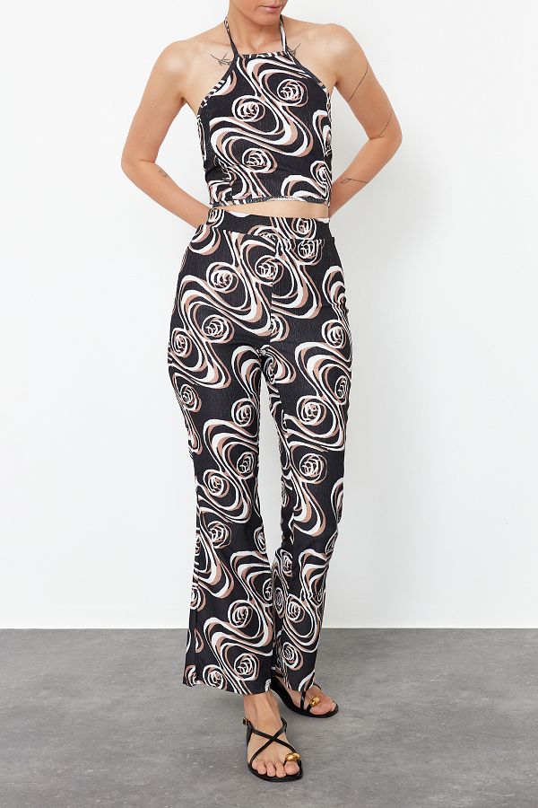 Edit by Trendyol-Multicolored Regular Knitted Top and Bottom Set TEDSS24AU00014 1