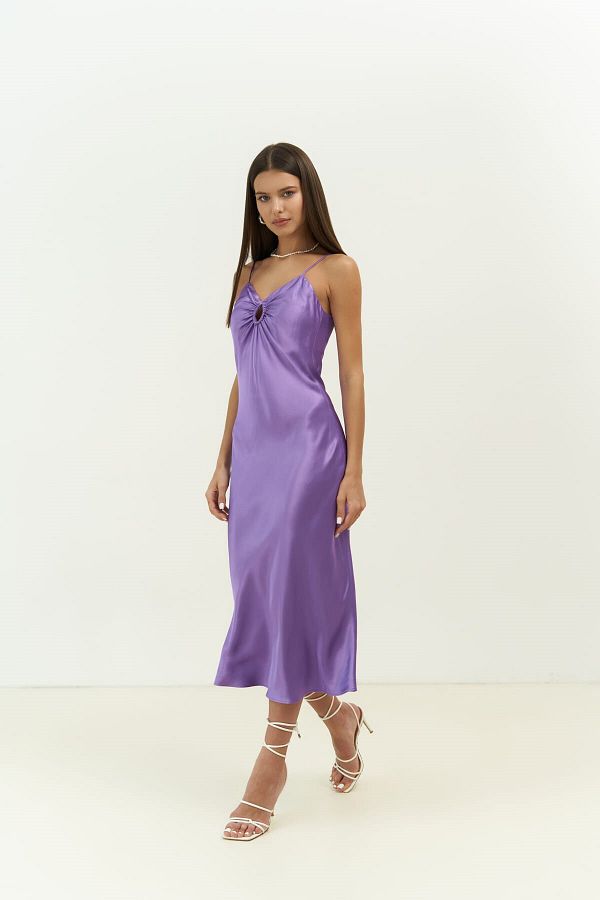 MAİ COLLECTİON-Rochie midi liliac cu bretele Amalfi 1