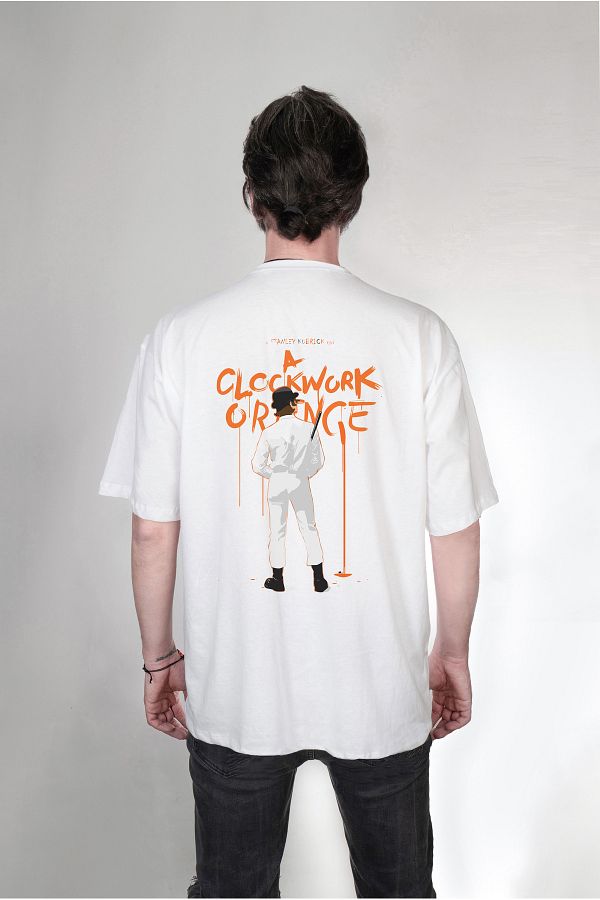 Darkia-A Clockwork Orange Printed Oversize White T-Shirt - Double Sided T-shirt 1