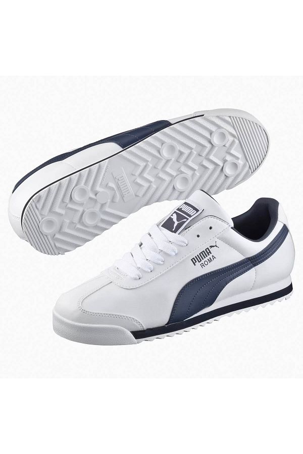 Puma White and Navy Blue Unisex Sneaker 353572 12 Roma Basic Trendyol