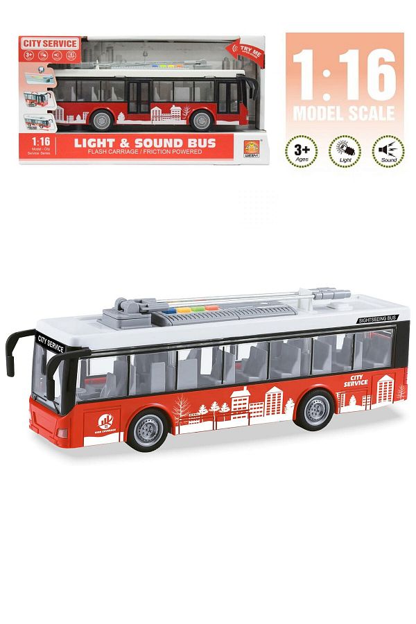 hediyecik-1:16 Toy Passenger Bus with Sound and Light Functions 1