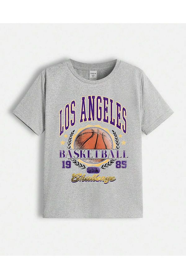 Los angeles basketball shirt grey new arrivals