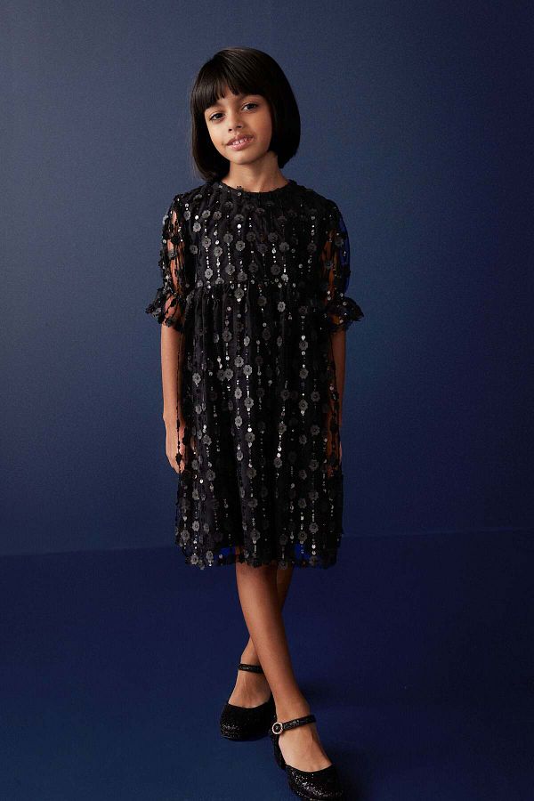 Next Baby-black girl's Sequined Sparkly Party and special occasion Dress 1