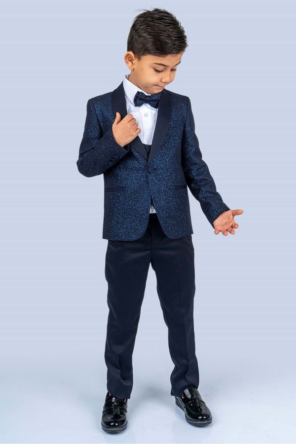 Mnk Baby Kids Boy s Groom s Suit with Glitter Jacket Mnk0481 Navy Blue Trendyol
