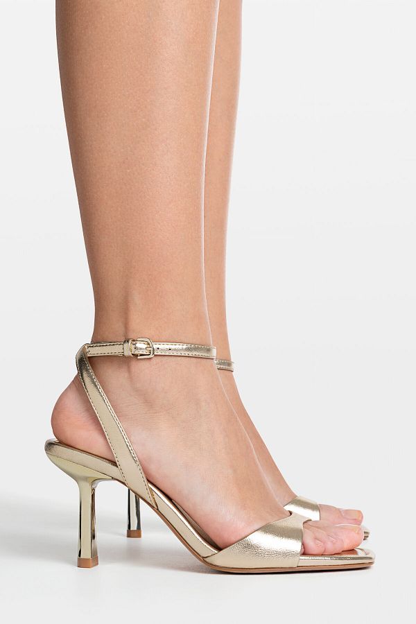 Stradivarius Gold Stiletto Heeled Sandals Trendyol