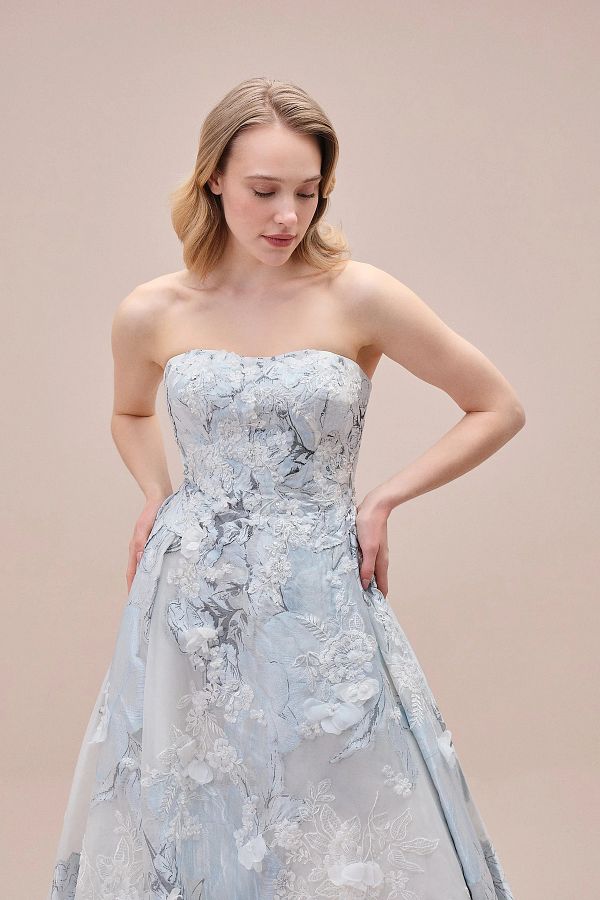 Oleg cassini blue wedding dress deals