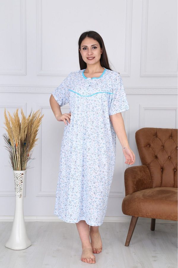 HCTEKST L Comfortable Plus Size Short Sleeve Nightgown Trendyol