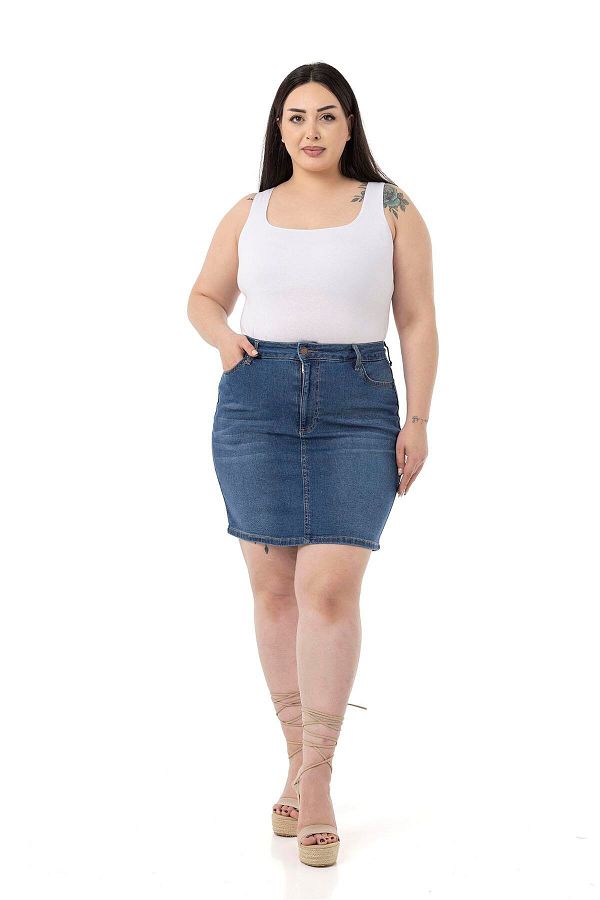 Plus size mini denim skirts online
