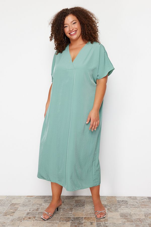 Trendyol Curve-Φόρεμα Mint Lyocell Woven Plus Size 1
