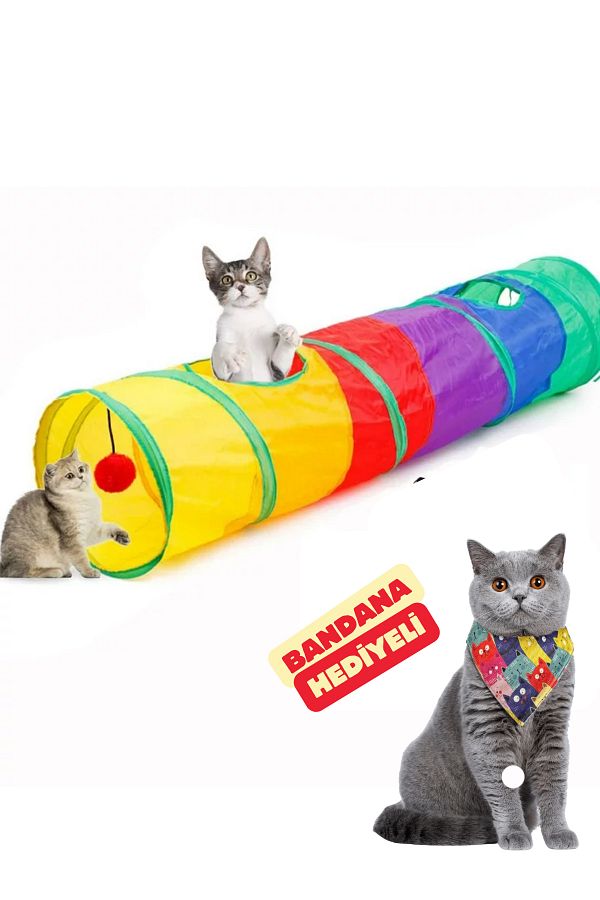 Cocopet Cat Tunnel Flat Foldable Cat Colored Cat Tunnel Rainbow Cat Toy 120 Cm Trendyol