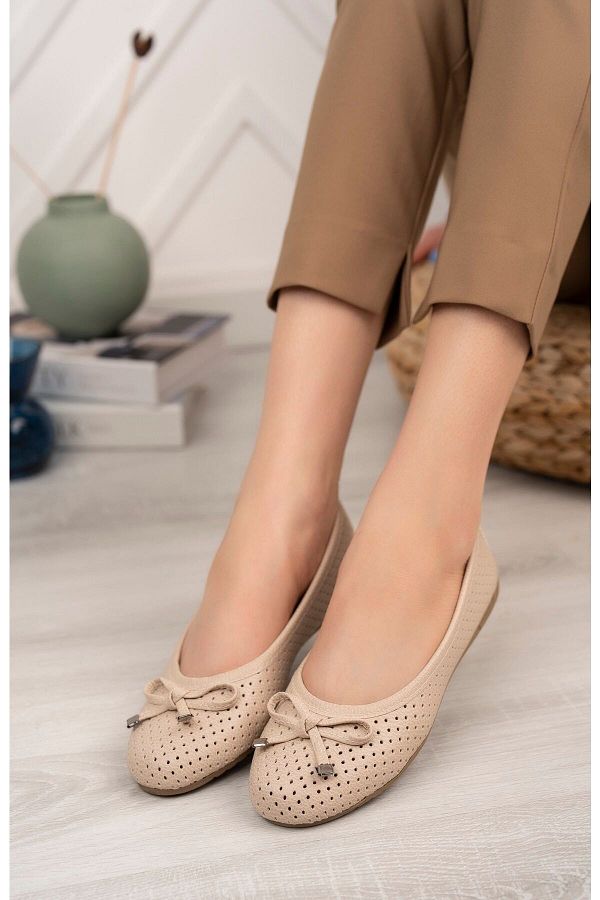 StWenn Cream Women s Flats Comfortable Lightweight Orthopedic Sole Women s Shoes Casual Shoes Leather Skin Osaka Trendyol