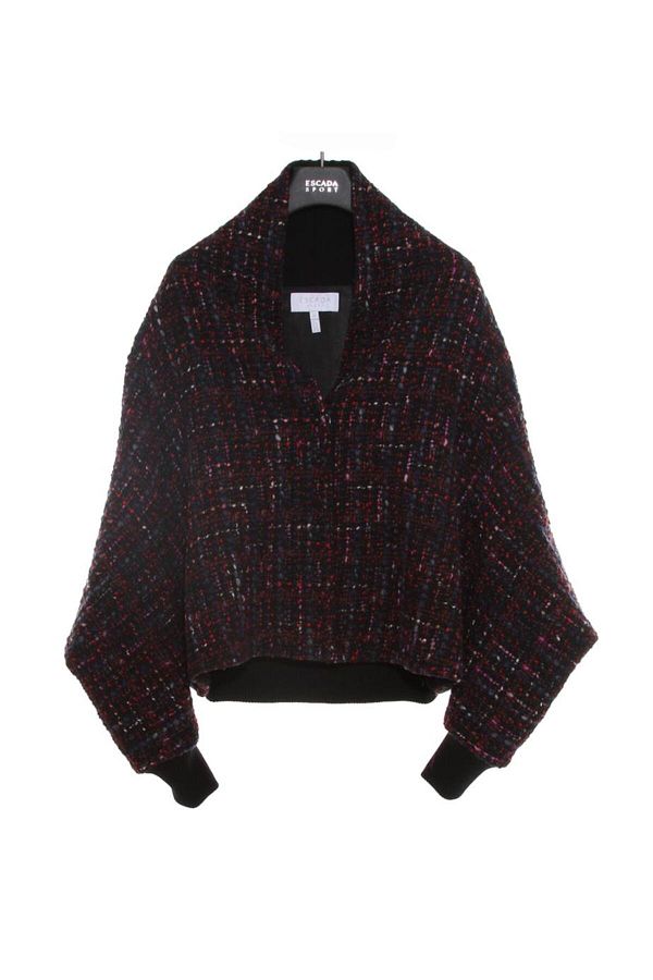 Escada Loose Cut Rubber Sleeve Black Wool Tweed Jacket Trendyol