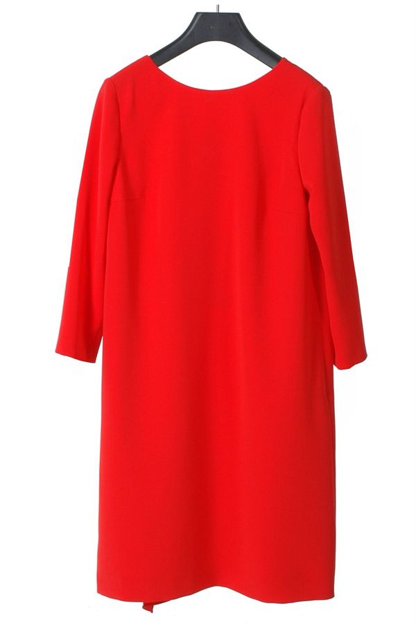 Escada Long Sleeve Classic Red Dress with Back Fabric Addition Trendyol