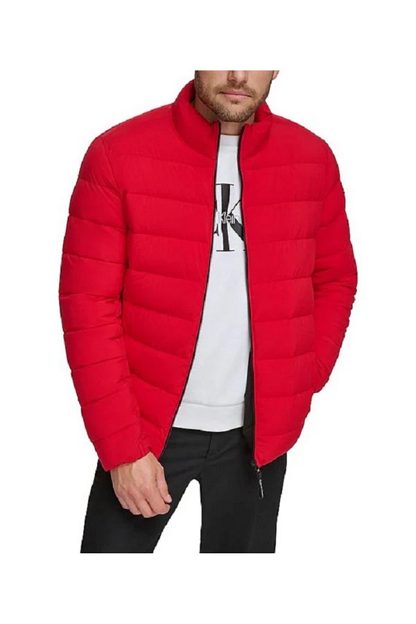 Calvin klein red puffer jacket deals