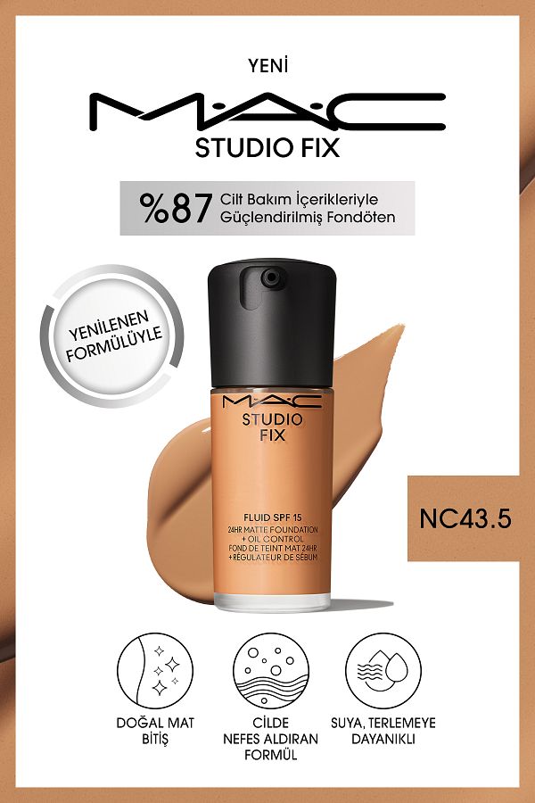 M.A.C-Matte Foundation Lasting up to 24 Hours - Studio Fix Fluid Spf15 - Color: Nc43.5 - 30ml 1