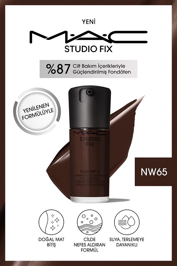 M.A.C-Matte Foundation Lasting up to 24 Hours - Studio Fix Fluid Spf15 - Color: Nw65 - 30ml 1