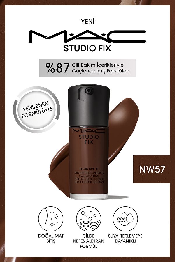 M.A.C-Matte Foundation Lasting up to 24 Hours - Studio Fix Fluid Spf15 - Color: Nw57 - 30ml 1