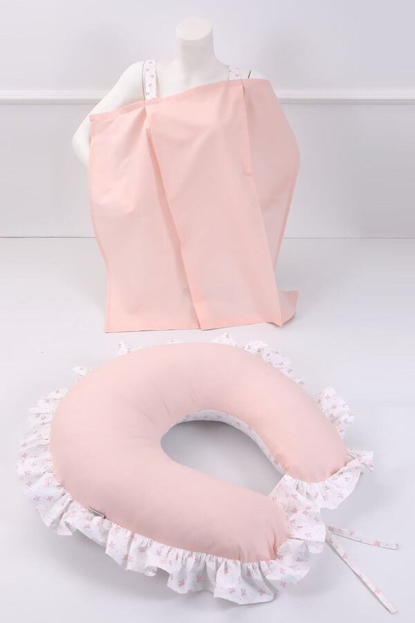 Umaybebek Emzirme Yastığı, Emzirme Önlüğü Set - Pamuklu Kumaş - Prenses Fırfırlı