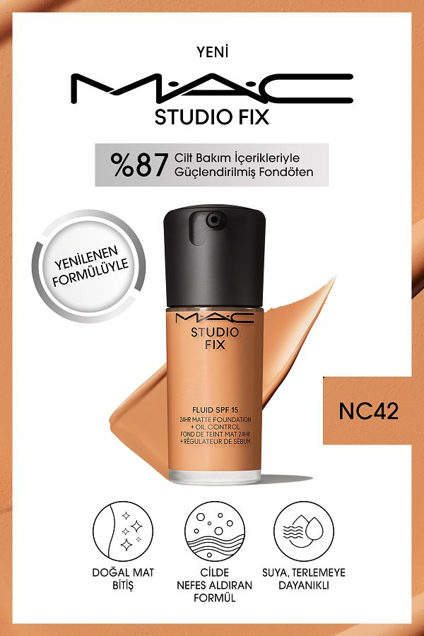 M.A.C-Matte Foundation Lasting up to 24 Hours - Studio Fix Fluid Spf15 - Color: Nc42 - 30ml 1