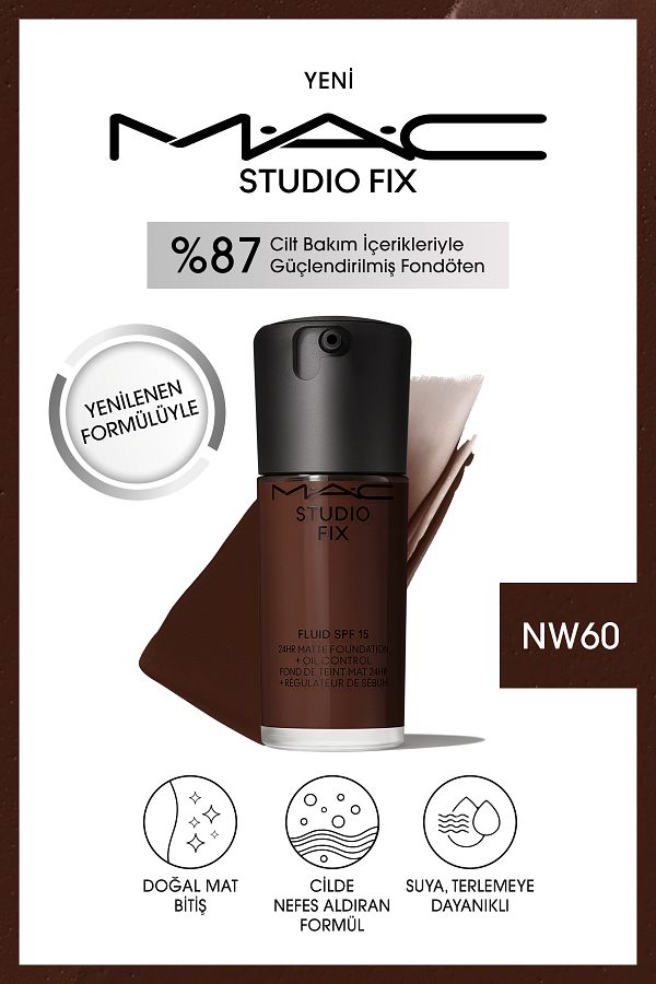 M.A.C-Up to 24 Hours Lasting Matte Foundation - Studio Fix Fluid Spf15 - Color: Nw60 - 30ml 1
