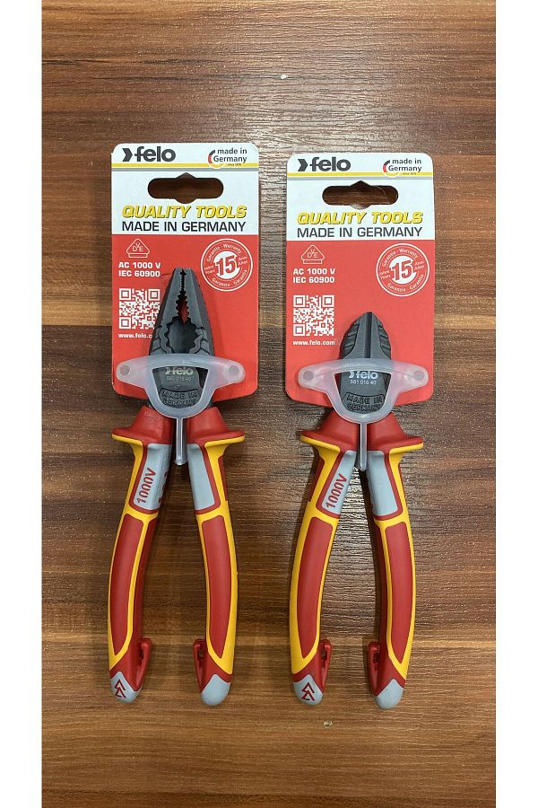 FELO-Solingen Felo Pliers Set of 2 - 180mm 1000Vde 160mm Side Chisel, NMS HIRDAVAT 1