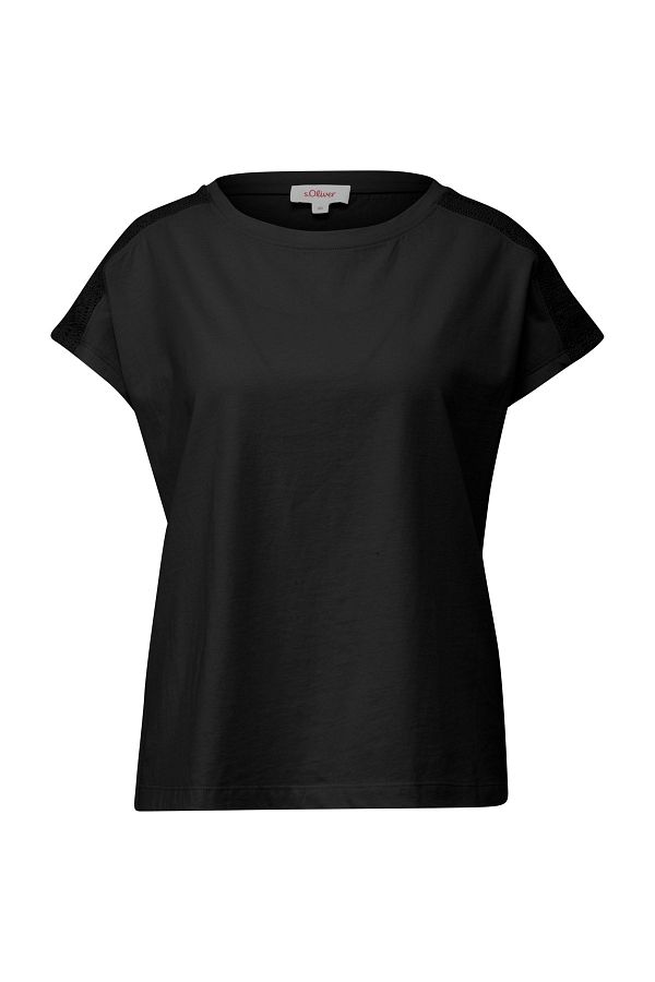 s.Oliver-T-Shirt mit Häkelspitzen-Einsatz 1