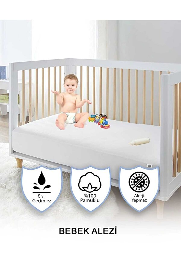AYHOME % 100 Pamuklu  Sıvı  Geçrmez  Bebek  Ve Çoçuk Yatak Koruyucu  Alezi  Park Beşik  Yatak Koruyucu Alez