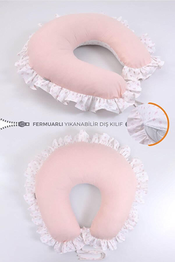 Umaybebek Emzirme Yastığı Minderi - %100 Pamuk - Prenses Fırfırlı