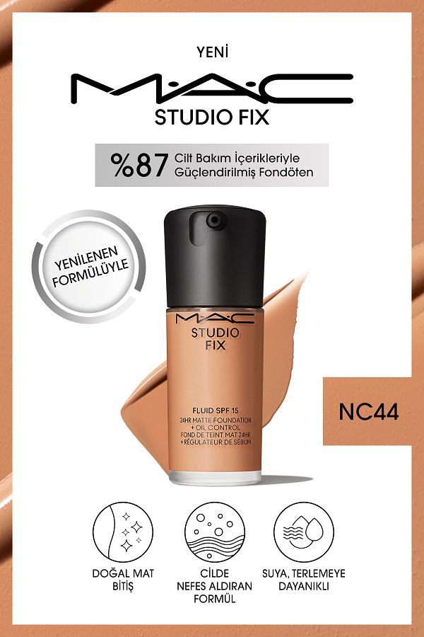 M.A.C-Matte Foundation Lasting up to 24 Hours - Studio Fix Fluid Spf15 - Color: Nc44 - 30ml 1