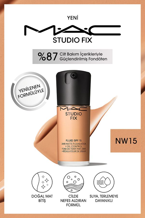 M.A.C-Matte Foundation Lasting up to 24 Hours - Studio Fix Fluid Spf15 - Color: Nw15 - 30ml 1